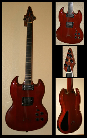 back side view of sg style guitar